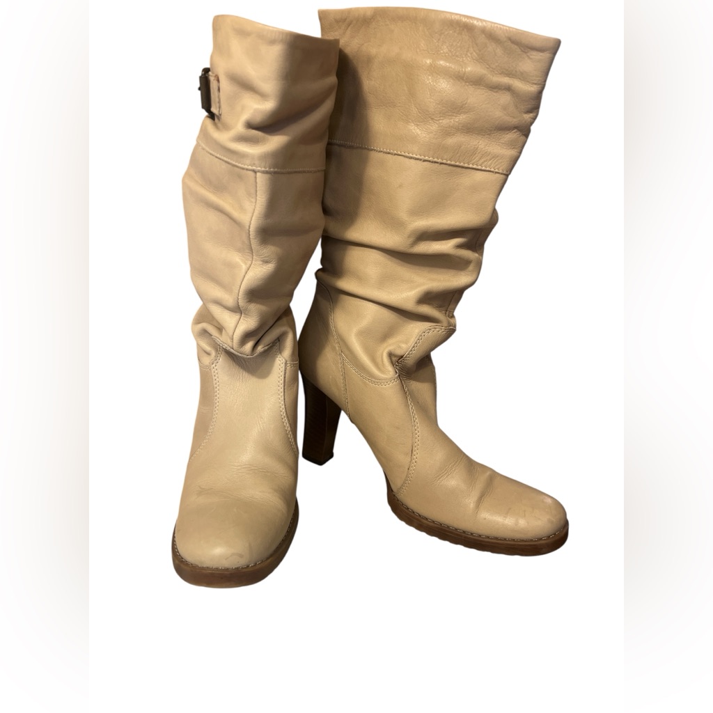 Aldo Women's Cream Leather Boots Made In Italy Sz Eu 39 Usa 8.5